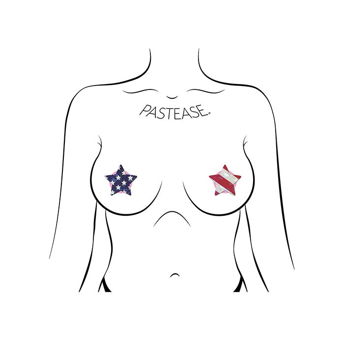 Glittered American Flag Star Pasties 2 Pair