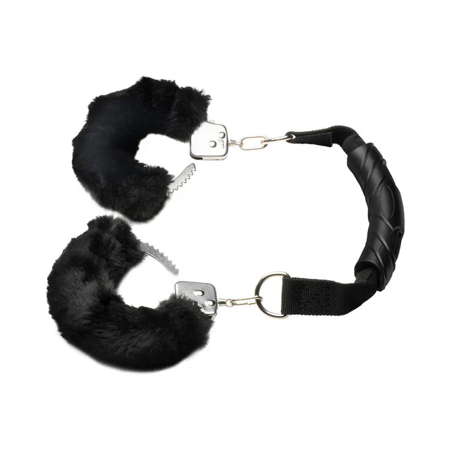 Master Series The Handler Furry Handcuffs With Handle.
