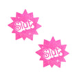 Barbie Babe Sassy Slut UV Pink Glitter Nipple Pasties