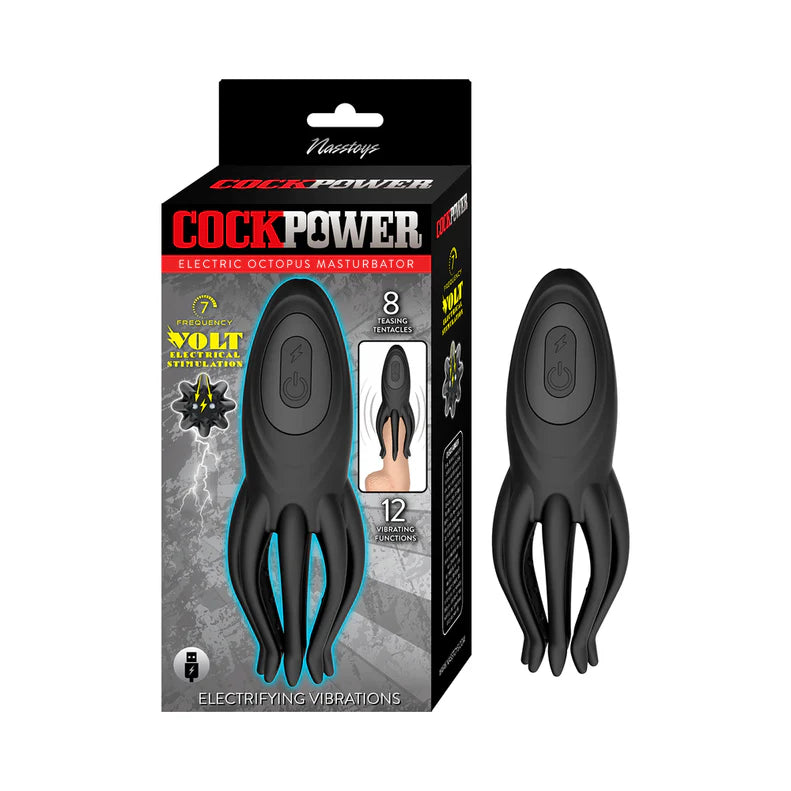 Black electric octopus masturbator with packaging