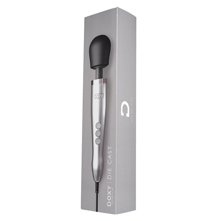 Doxy Die Cast Wand Vibrator - Red - Brushed Metal