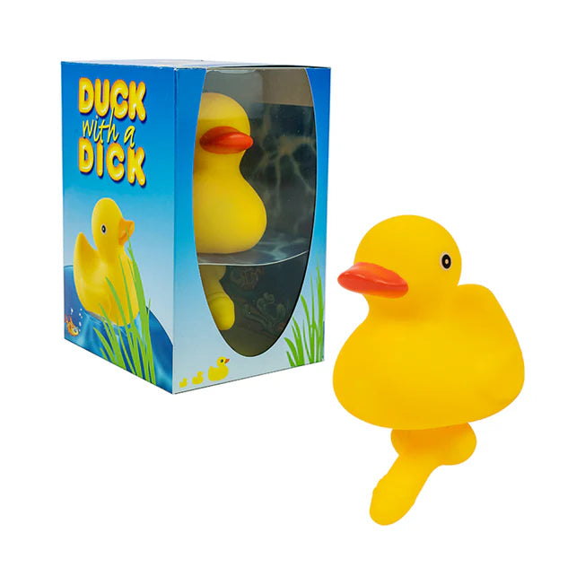 classic yellow bath time rubber duck with a penis.