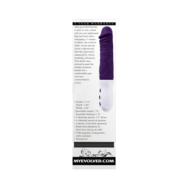 Plum Thrust Rechargeable Thrusting Vibrator Dildo