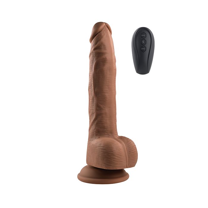 Thrust In Me Thrusting Vibrating 9.25 in. Silicone Dildo