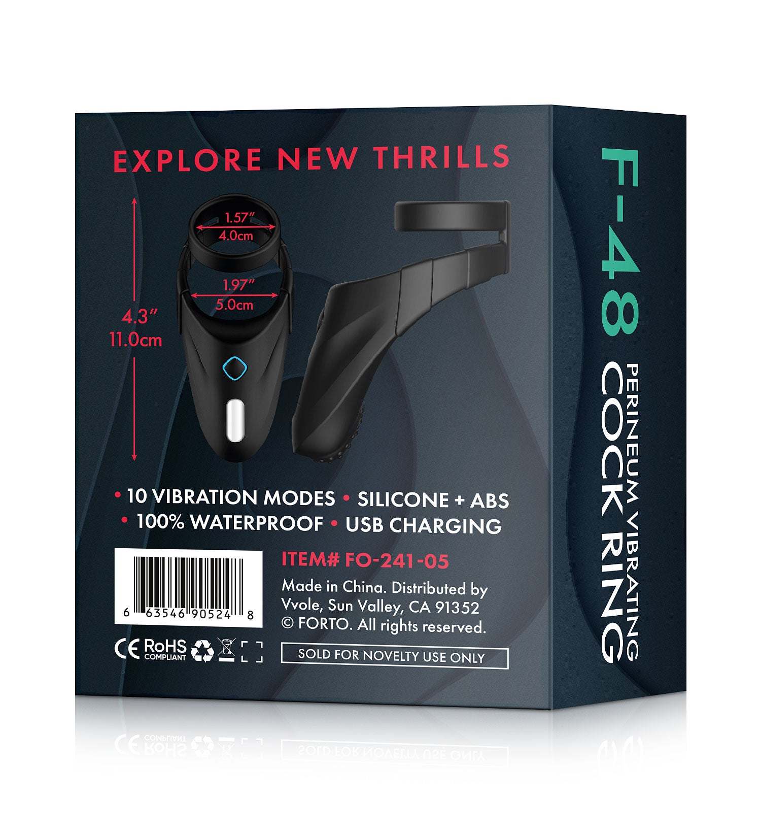 Forto F-48: Silicone Perineum Vibrating Double Cockring