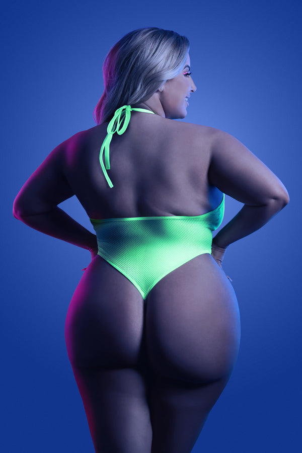Glow Nocturnal Keyhole Halter Tie Teddy - Queen Size