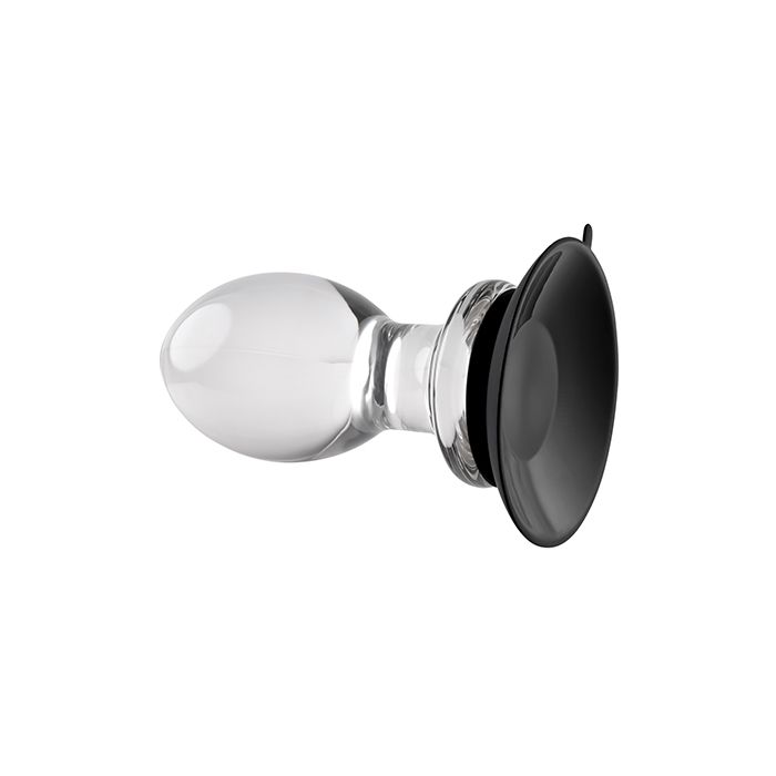 glass butt plug with silicone suction pad for the base