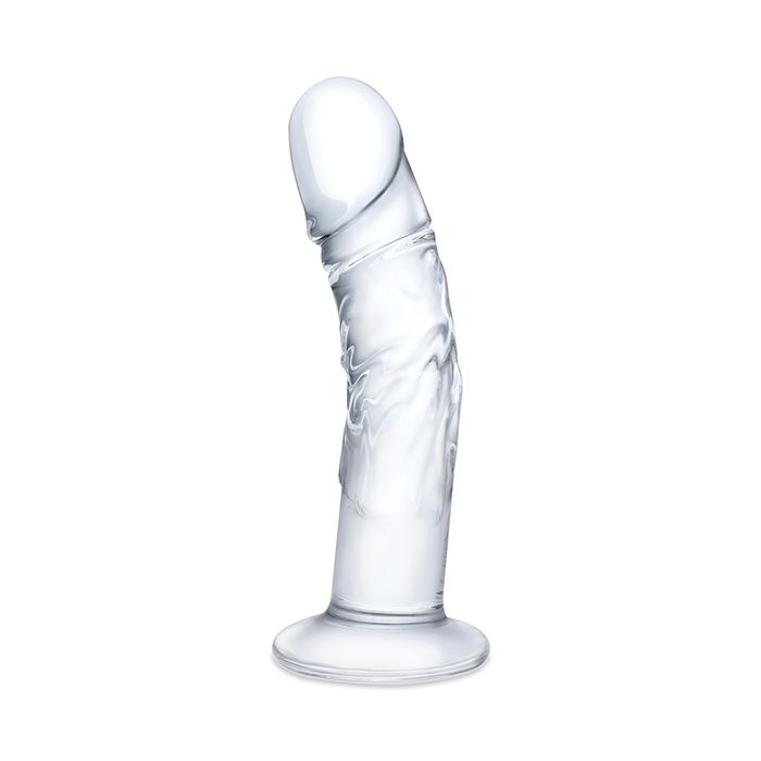 Curved Realistic Glass Dildo with Veins 7 inch