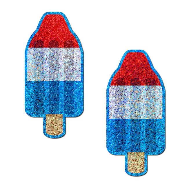 Glittered Red White & Blue Ice Pop Pasties