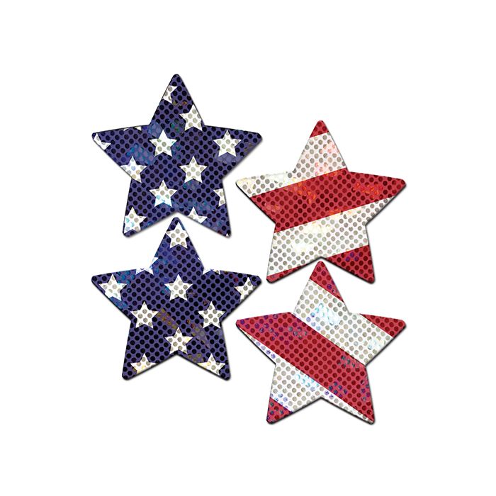 Glittered American Flag Star Pasties 2 Pair