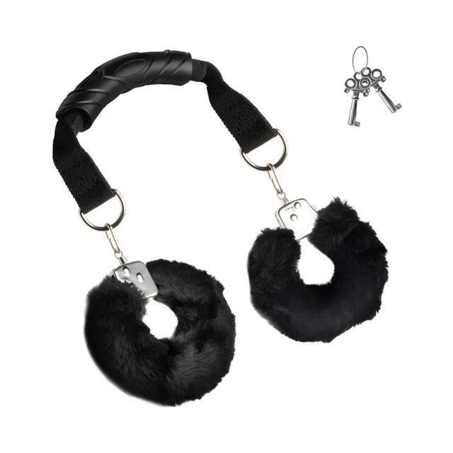 Master Series The Handler Furry Handcuffs With Handle.