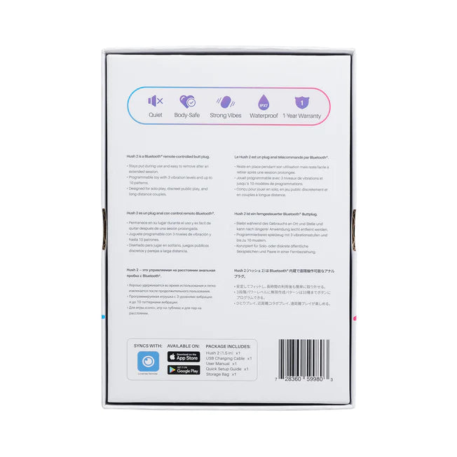 Lovense Hush 2 App Controlled Vibrating 1.5 inch Plug - S