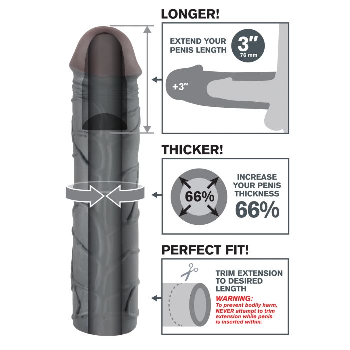 Mega 3in Penis Extension - Black