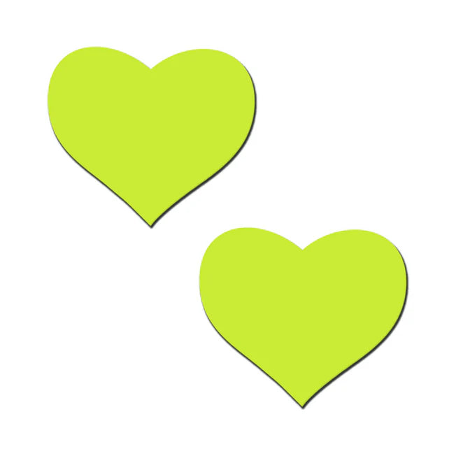 Neon Yellow Glow In The Dark Heart Pasties