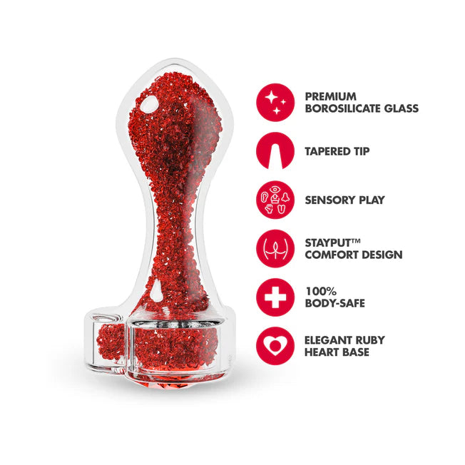 Lustre Red Heart Glass Plug