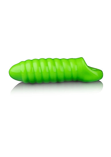 Ouch! Glow in the Dark Swirl Thick Stretchy Penis Sleeve 6.3in Neon Green
