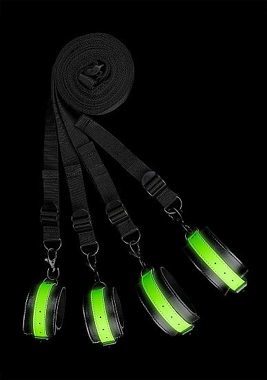 Ouch! Glow in the Dark Bed Bindings Restraint Kit Neon Green