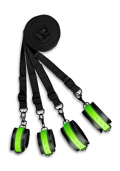 Ouch! Glow in the Dark Bed Bindings Restraint Kit Neon Green