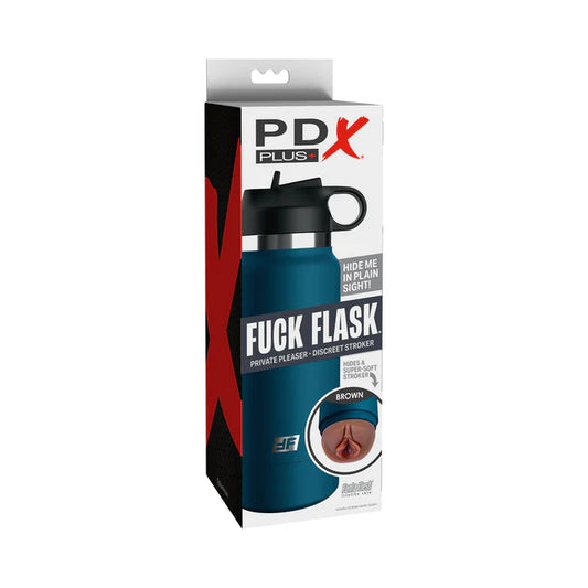 PDX Plus Fuck Flask Discreet Bottle Stroker Brown - Blue