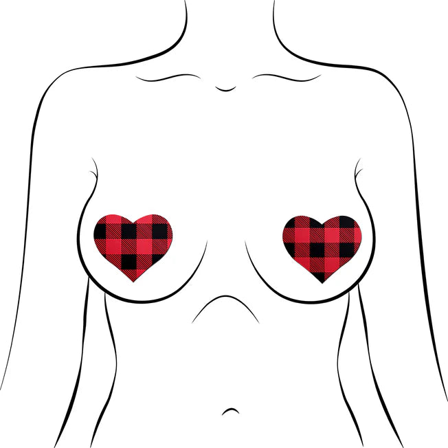 Pasteaase Buffalo Plaid Heart Pasties