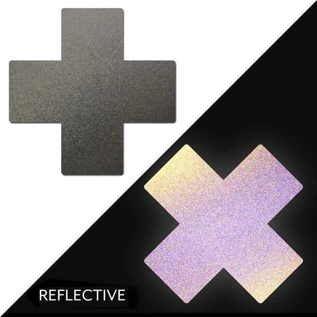 Reflective Grey Cross Nipple Pasties