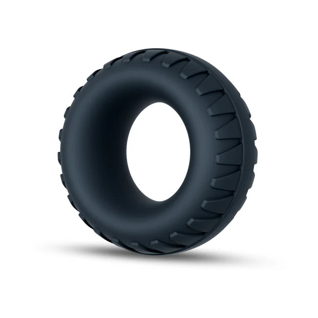 Black silicone Traction cockring that looks like tire