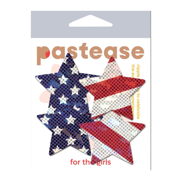 Glittered American Flag Star Pasties 2 Pair