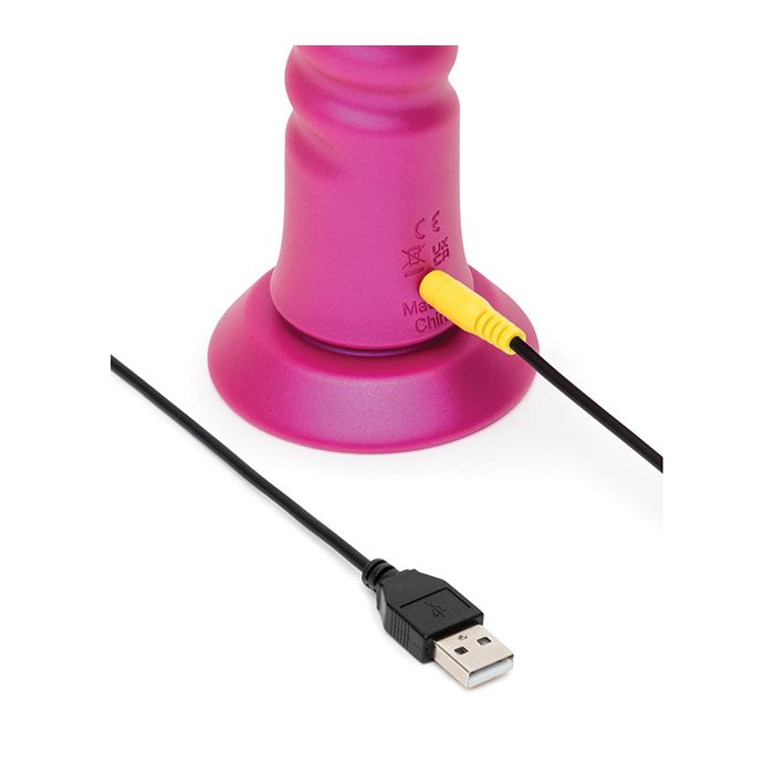 romp jiggle pink thrusting silicone usb rechargeable vibrator with a suction cup