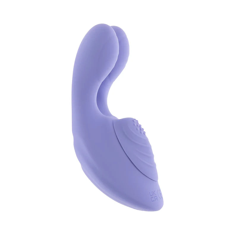 Purple silicone rabbit-shaped massager with vibrating fingers