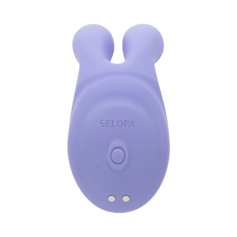 Purple silicone rabbit-shaped massager with vibrating fingers