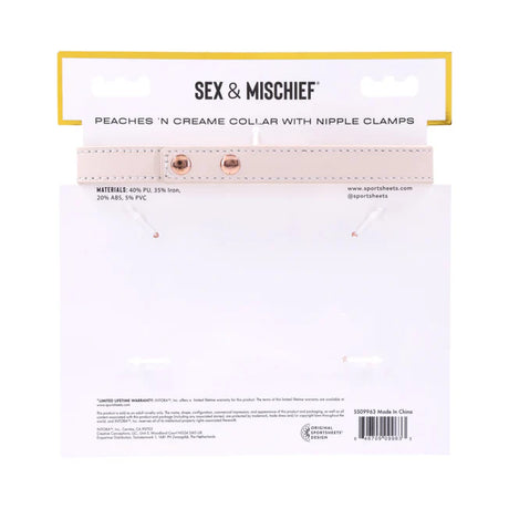 Sex & Mischief Peaches 'n CreaMe Collar with Nipple Clamps