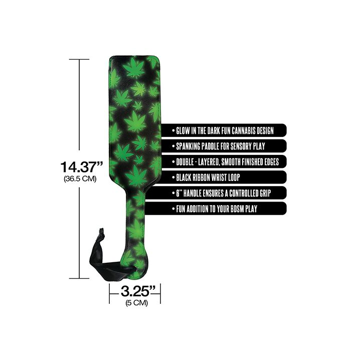 Stoner Vibes Glow in the Dark Paddle with marijuana leafs