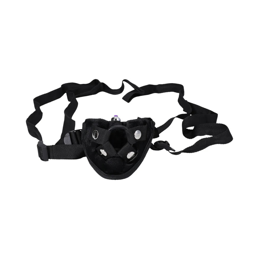 Black tantus velvet vibrating harness