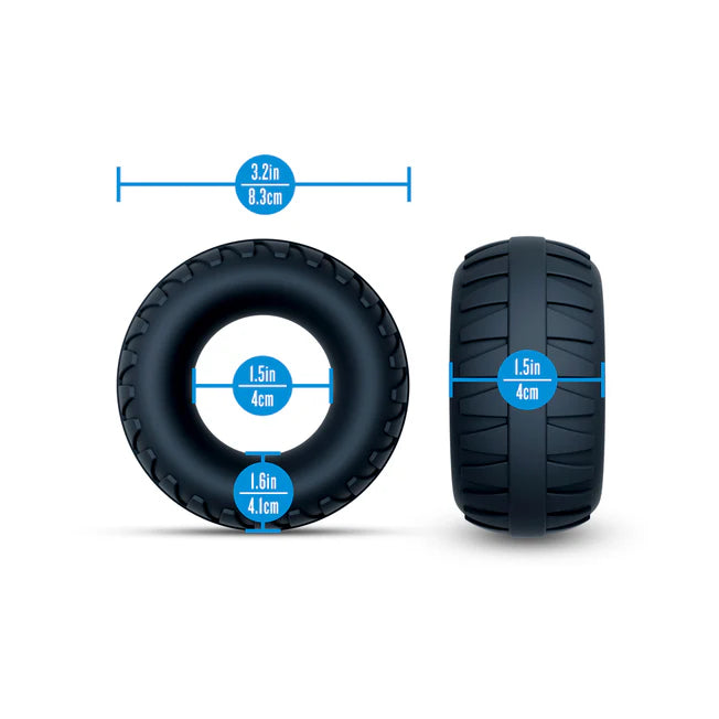 black silicone cockring that looks and shaped like a tire