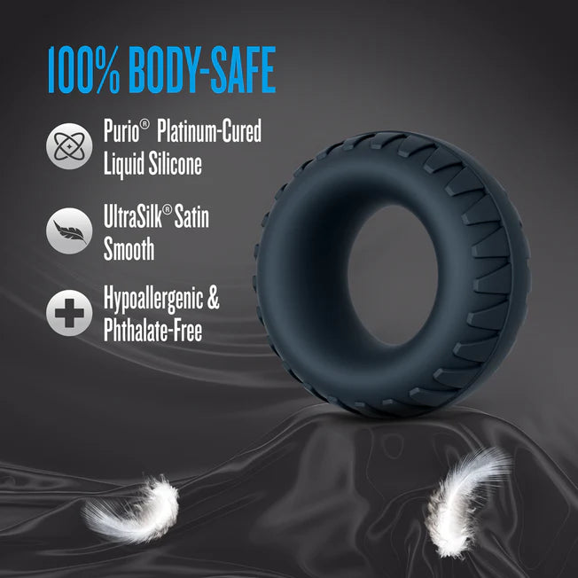 Traction Tire Black Silicone Cockring