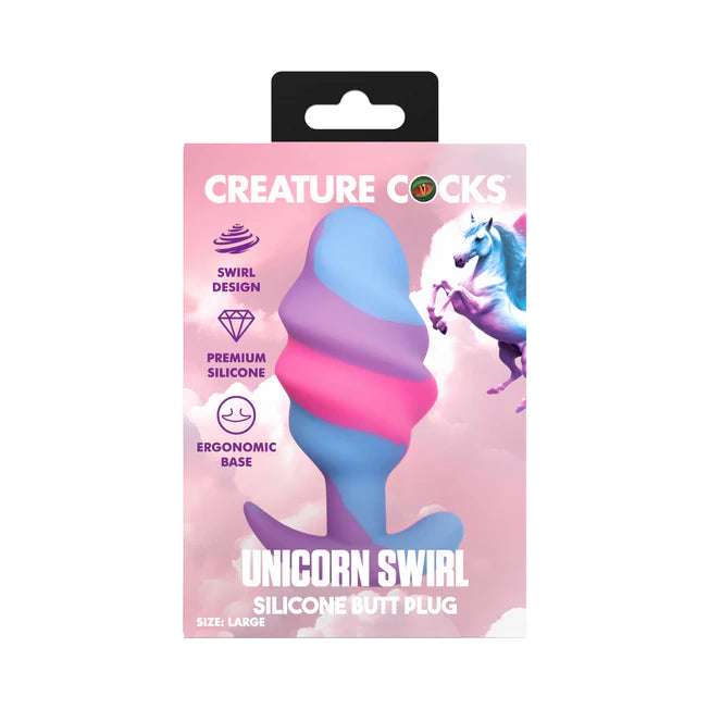 Large Unicorn Swirl Silicone Butt Plug