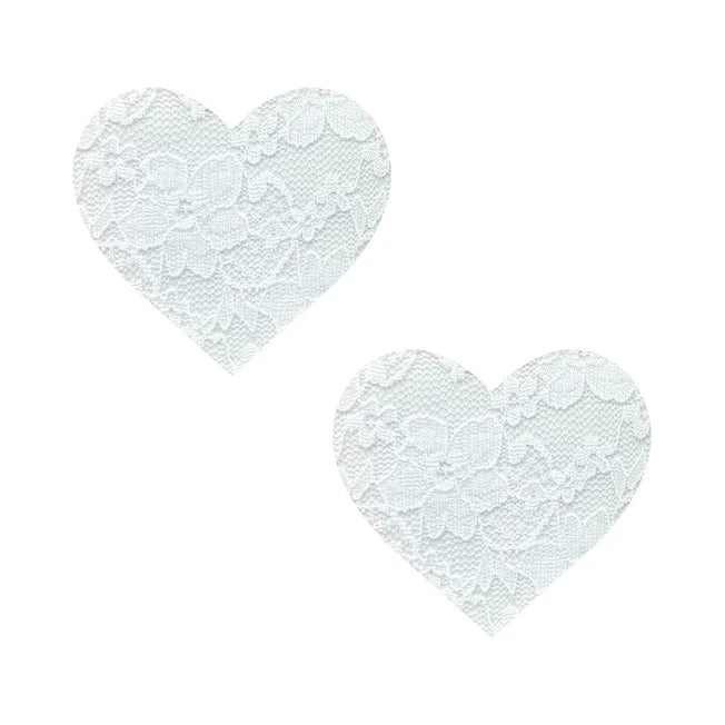 White Lace Heart Pasties