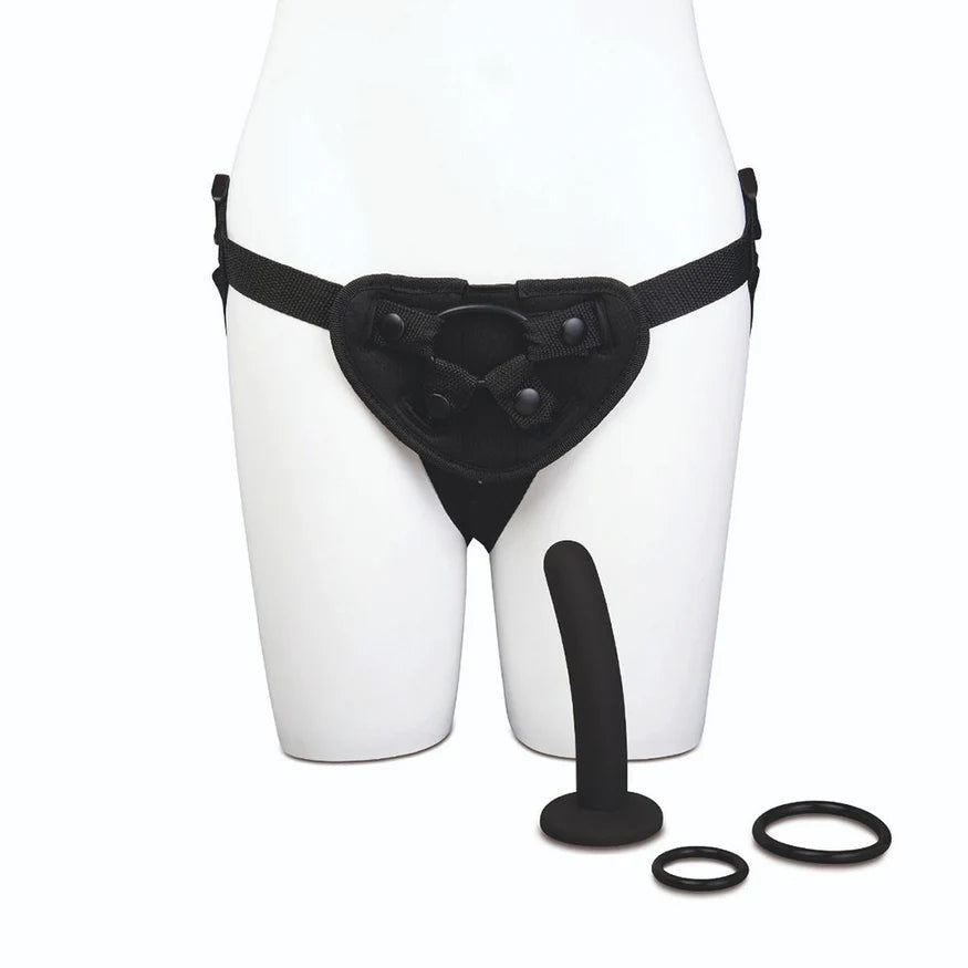 Black Pegging Harness Kit with 5 inch silicone dildo