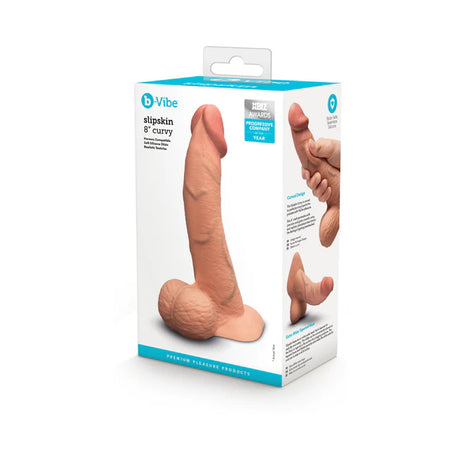 Slipskin Realistic Curved Silicone Dildo 8 inch
