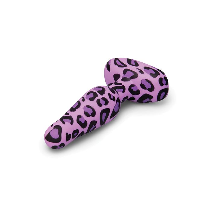 Purple and black leopard print bVibe Novice silicone butt plug