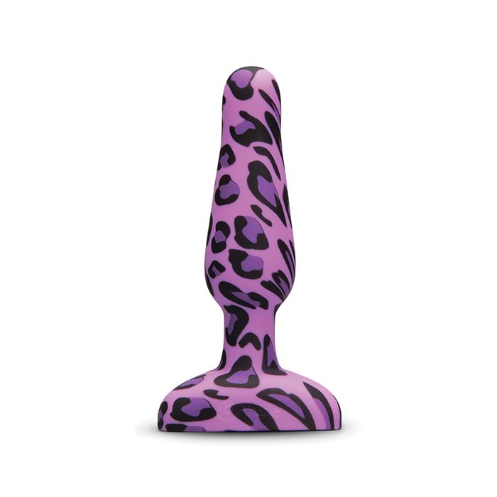 Purple and black leopard print bVibe Novice silicone butt plug