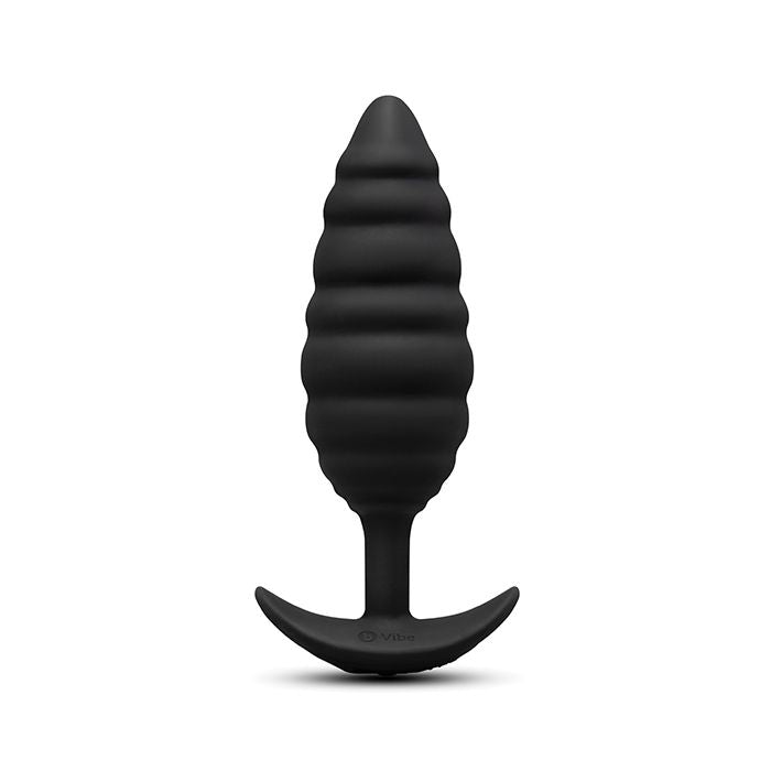 black silicone t base butt plug with twisting texture