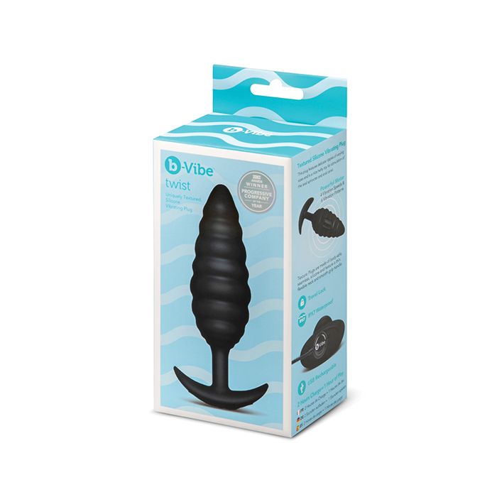 black silicone t base butt plug with twisting texture