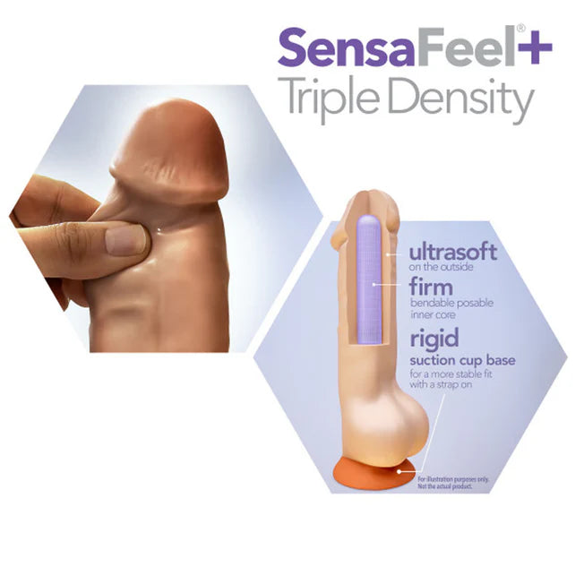 Dr. Skin Plus Girthy Posable Dildo With Balls 7 in. Mocha