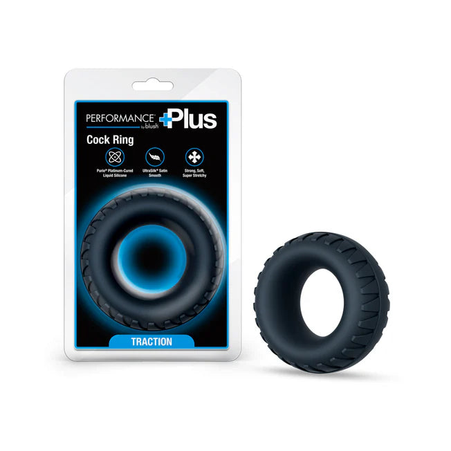 Black silicone Traction cockring that looks like tire