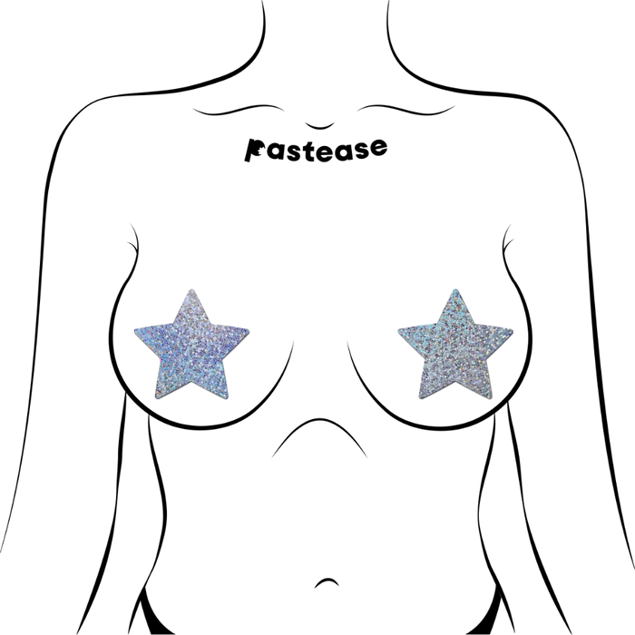 Silver Glitter Star Pasties