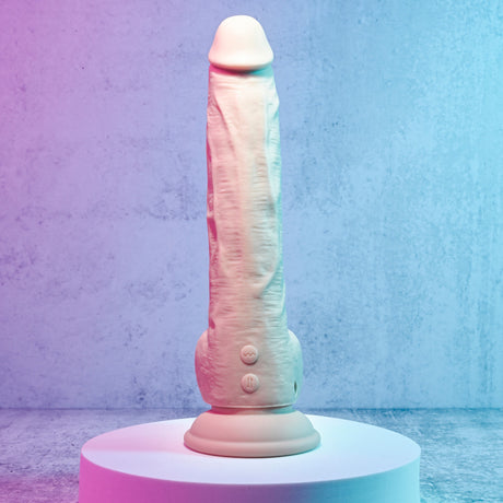 Thrust In Me Thrusting Vibrating 9.25 in. Silicone Dildo - All Colors