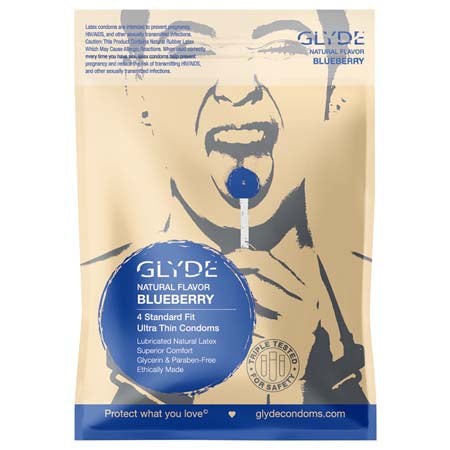 Glyde Ultra Natural Blueberry Flavored Condoms 4 Pack