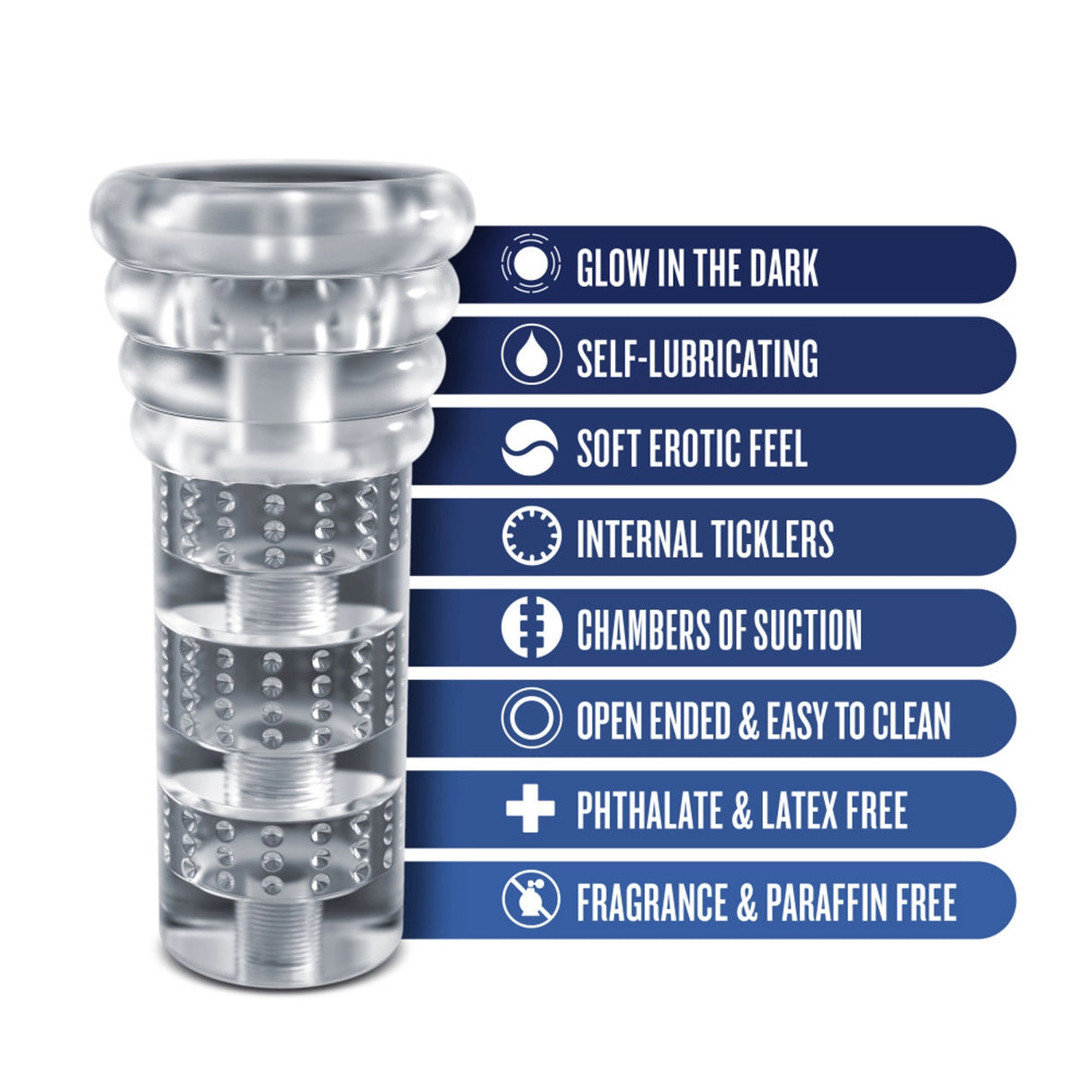 RIZE Luz Glow in the Dark Self-Lubricating Clear Stroker