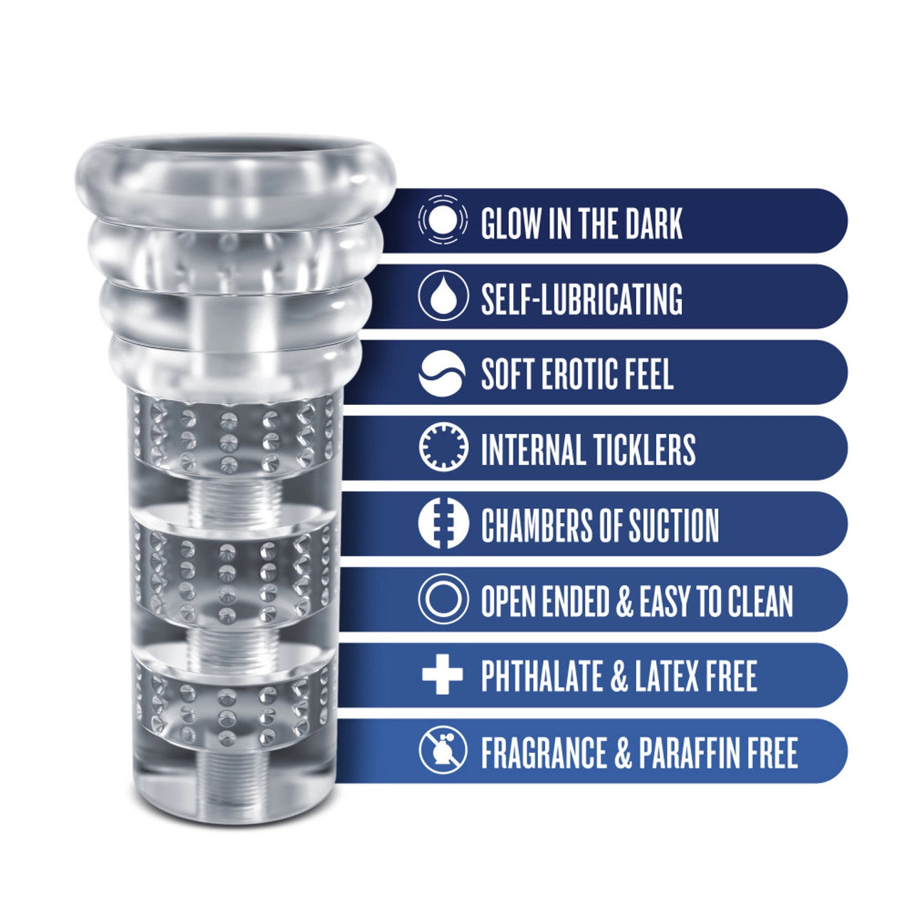 RIZE Luz Glow in the Dark Self-Lubricating Clear Stroker